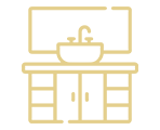 sketch of a bathroom sink with a mirror